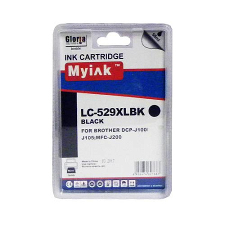 Картридж для Brother MFC-J200/DCP-J100/J105 (LC529XLBK) Black (58ml, Dye) MyInk 