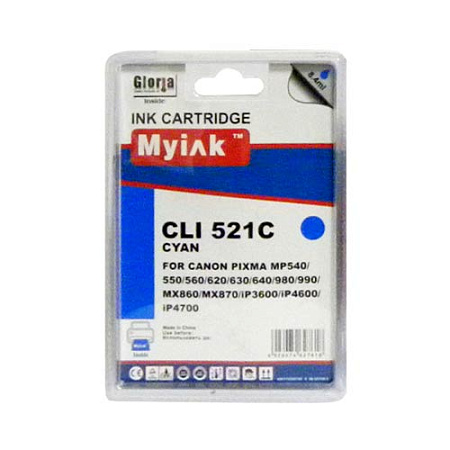 Картридж для CANON  CLI-521  C PIXMA iP3600/4600/MP540/620/630/980 Cyan (8,4ml, Dye) MyInk SAL 