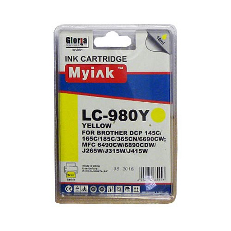 Картридж для Brother DCP-145C/6690CW/MFC-250C (LC980Y) Yellow (18ml, Dye) MyInk SAL 
