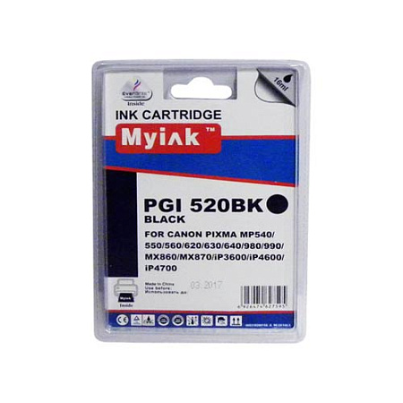 Картридж для CANON  PGI-520BK PIXMA iP3600/4600/MP540/620/630/980 Black (16ml, Pigment) MyInk SAL 
