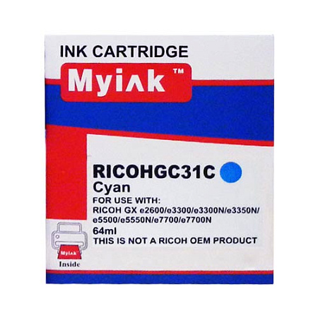 Картридж гелевый для RICOH Aficio GX e5550N type GC 31C Cyan (64ml, Pigment) MyInk 