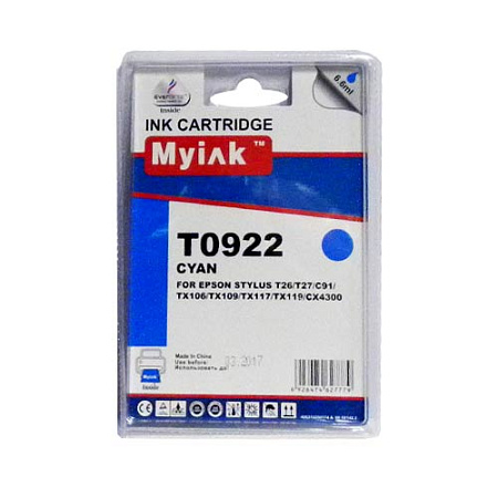 Картридж для (T0922) EPSON St C91/CX4300 Cyan (6,6ml, Pigment) MyInk  SAL 