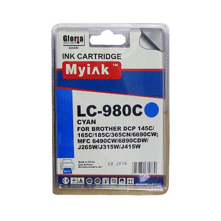 Картридж для Brother DCP-145C/6690CW/MFC-250C (LC980C) Cyan (18ml, Dye) MyInk SAL 