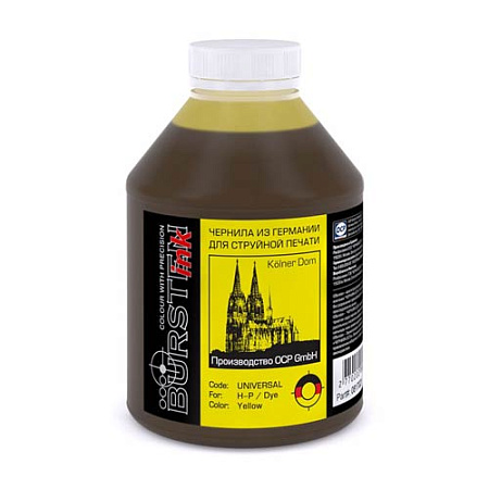 Чернила универсальные для картриджей HP с печатающей головкой (500мл,yellow,Dye) Bursten Ink 