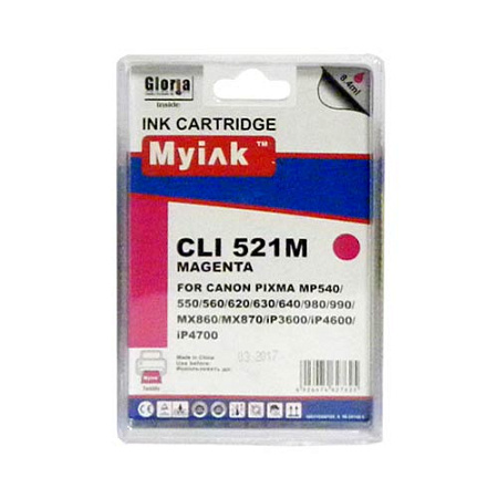 Картридж для CANON  CLI-521  M PIXMA iP3600/4600/MP540/620/630/980 Magenta (8,4ml, Dye) MyInk SAL 